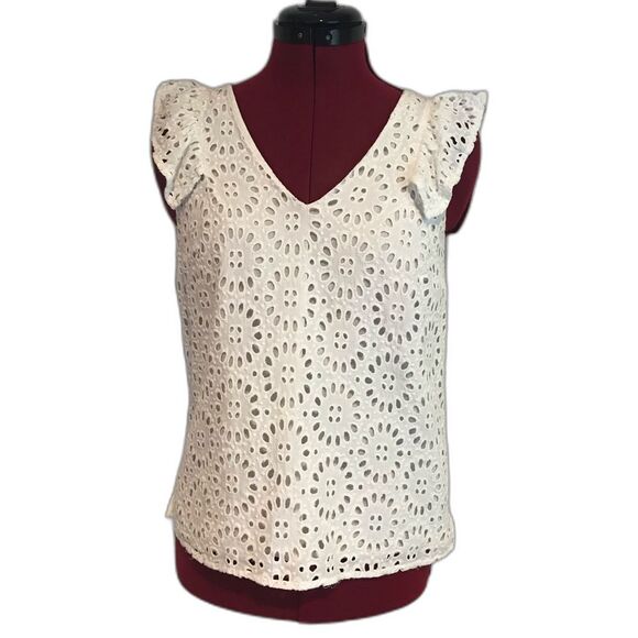 Lilly Pulitzer Lina Eyelet Blouse Size XS Resort White Beach Paradise Eyelet - Picture 2 of 11
